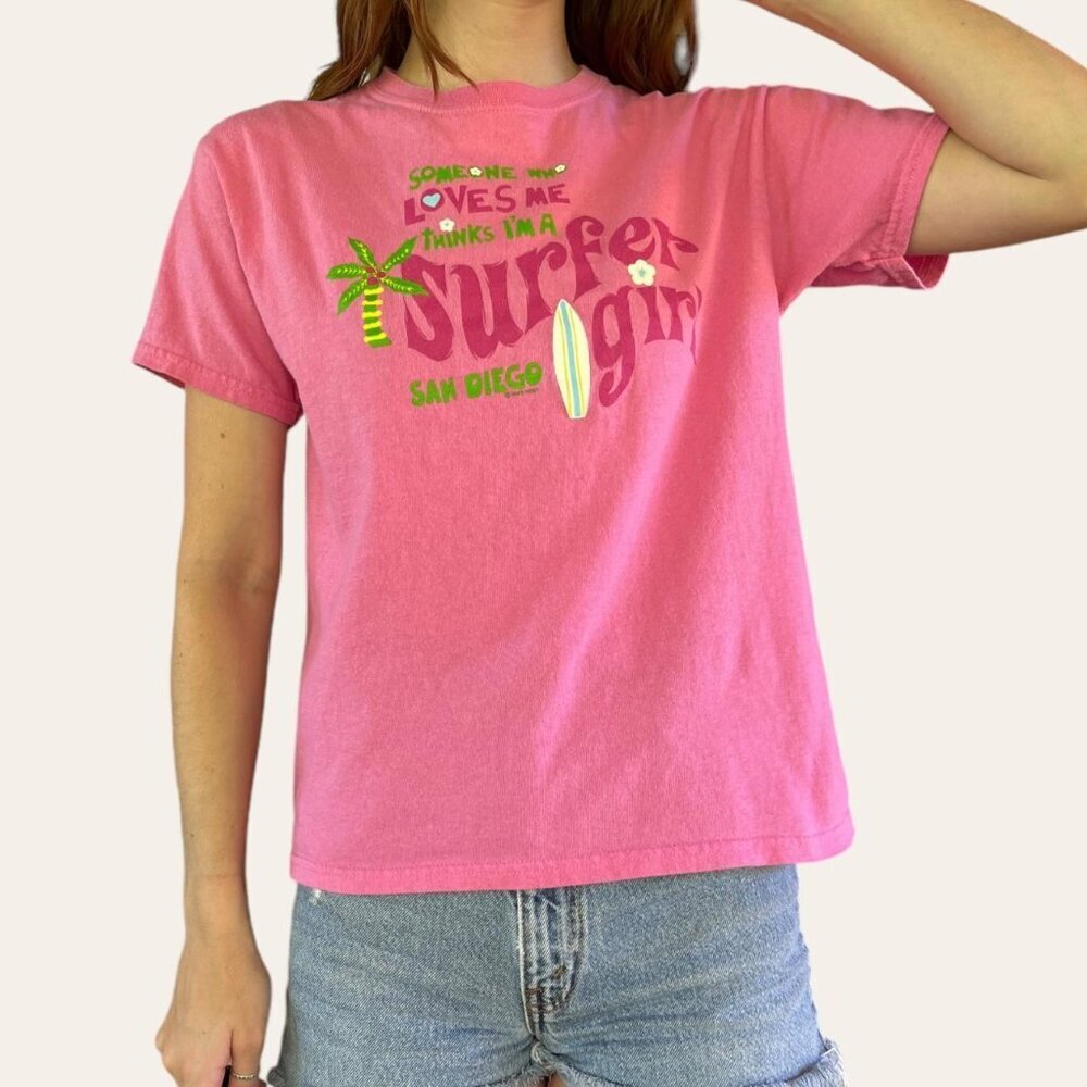 Y2k vintage California surfer girl pink baby tee - Picture 6 of 8